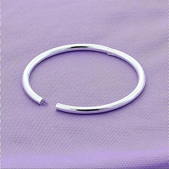 925Â SterlingâSilver Bangle Bracelet Unisex Simple Round SilverâBracelet - Picture 4 of 8